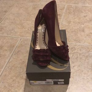 Enzo Angiolini burgundy suede open toe heels